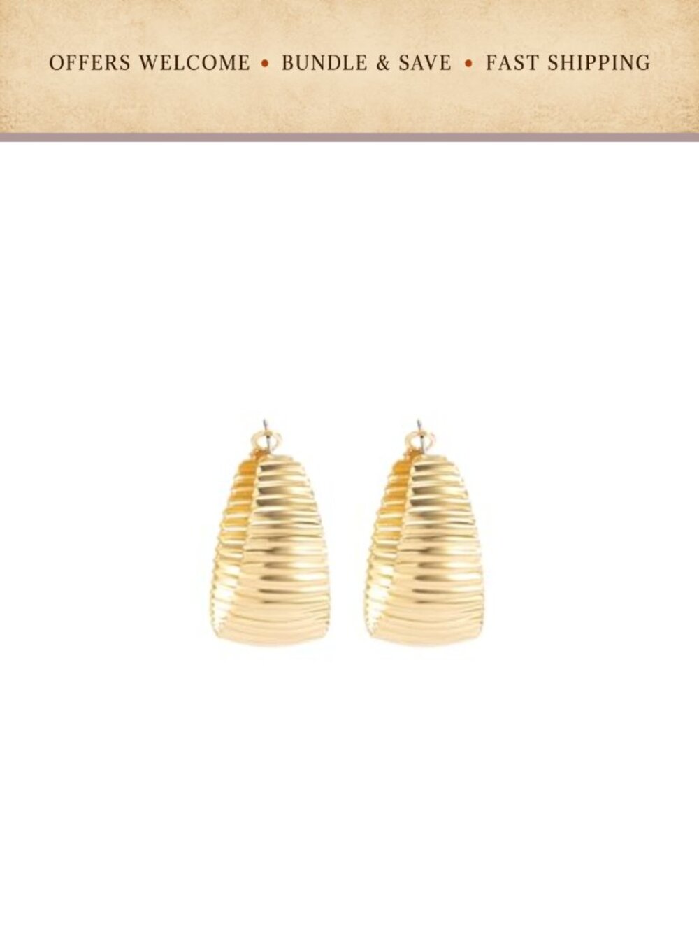 Chunky Gold Tone Hoop Huggie Earrings Thick Statement Wedding Formal